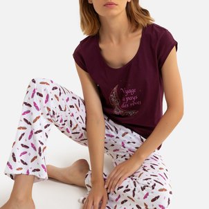 Pijama em malha, estampado apanha sonhos e plumas LA REDOUTE COLLECTIONS image