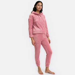 Pyjama in fleece met kap en knooppatje SO'HOME