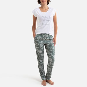 Pijama de mangas curtas, calças estampadas LA REDOUTE COLLECTIONS image
