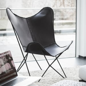 Fauteuil papillon en métal et cuir - ALTO HELLIN, DEPUIS 1862