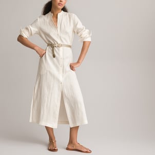 Linen Maxi Dress with Long Sleeves LA REDOUTE COLLECTIONS