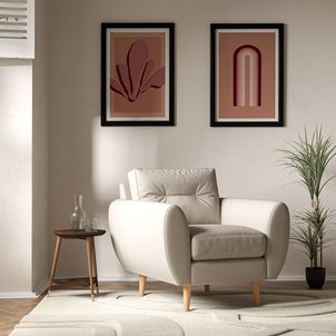 Ada Scandi Buttoned Soft Brushed Armchair with Light Wood Legs SO'HOME