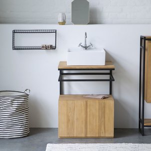 meuble salle de bain en en mtal et bois de teck 60 leonce tikamoon - Meuble De Salle De Bain En Teck meuble salle de bain en en mtal et bois de teck 60 leonce tikamoon - Meuble De Salle De Bain En Teck