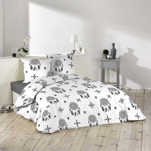 Housse De Couette Double 'Shadow Blooms' Noir Et Blanc - Taille 66.5 X 83.5 Pouces - Modèle Inclus