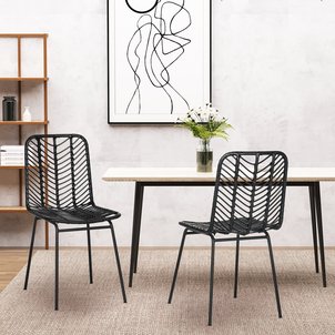 Lot de 2 chaises de jardin style colonial résine aspect rotin HOMCOM