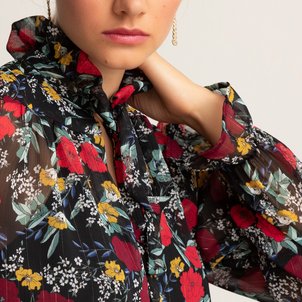 Schluppenbluse mit Stehkragen und Blumenmuster LA REDOUTE COLLECTIONS image