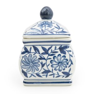 Blue Patterened Decorative Jar SO'HOME