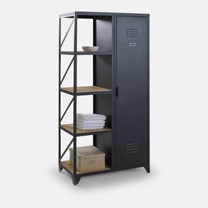 Armoire-étagère 1 porte, acier et pin huilé, Hiba LA REDOUTE INTERIEURS