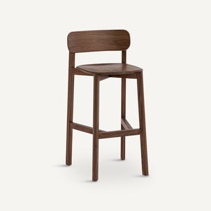 Chaise de bar en noyer massif, BATIGNOLLES AM.PM X EMMANUEL GALLINA