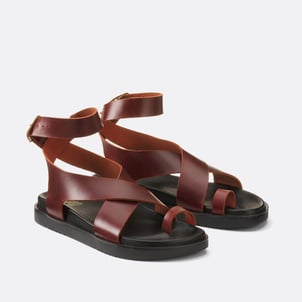 Sandales entre-doigt compensées en cuir à bride LA REDOUTE COLLECTIONS