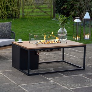 Cosiloft 120cm Black and Teak Fire Pit Table COSI