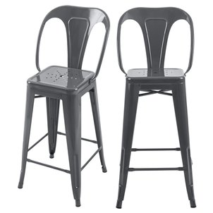 Tabouret de bar indus mat 74 cm (lot de 2) bleu mat Rendez Tabouret de bar indus mat 74 cm (lot de 2) bleu mat Rendez