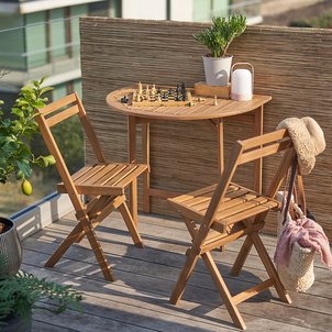 Alata Acacia 2-Seater Folding Balcony Set, Half-Moon Table and 2 Chairs LA REDOUTE INTERIEURS