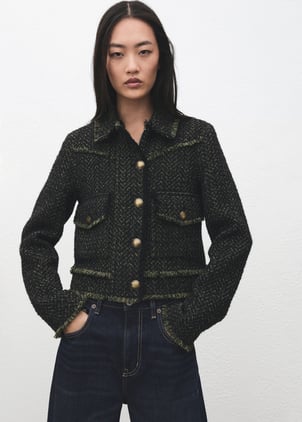 Veste tweed col à revers MANGO