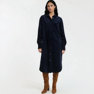 Vestido direito de bombazina de comprimento médio LA REDOUTE COLLECTIONS
