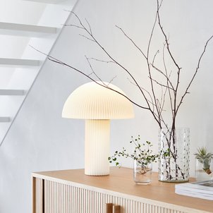 Lampe champignon, verre opaline strié, Loulou LA REDOUTE INTERIEURS