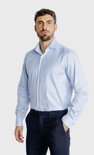 Chemise Regular fit sans repassage en double retors à rayures ACROSS