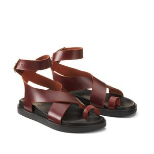 Sandales entre-doigt compensées en cuir, bride che LA REDOUTE COLLECTIONS