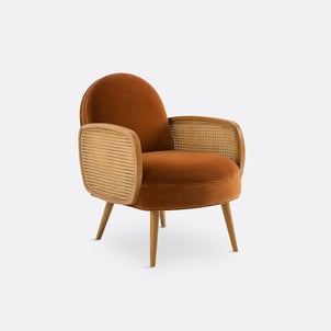 Sillón de terciopelo y mimbre, Buisseau LA REDOUTE INTERIEURS