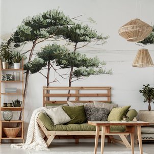 Papier peint panoramique Pins du bassin, Vert de gris 225 x 250cm ACTE DECO