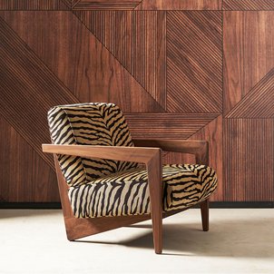 Fauteuil massief notenhout, jacquard stof, Izag AM.PM