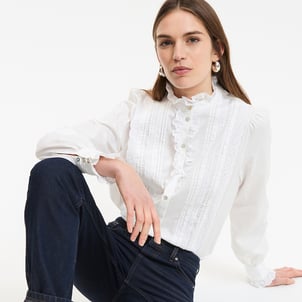 Signatures Eugenie Cotton Blouse with Ruffles LA REDOUTE COLLECTIONS