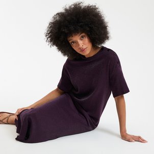 Rechte jurk met lovertjes, lang, met korte mouwen LA REDOUTE COLLECTIONS