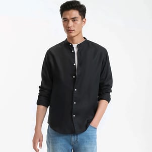 Chemise droite, col mao en lin, Signature AURELE LA REDOUTE COLLECTIONS