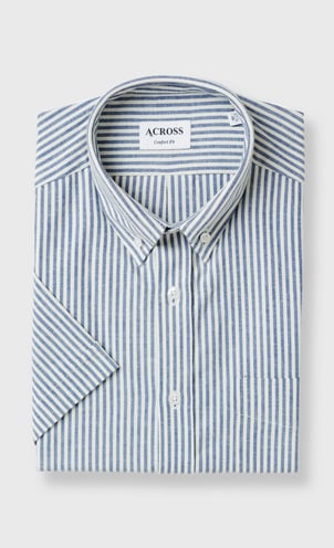 Chemise Confort fit manches courtes rayures vintage ACROSS