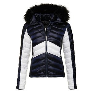capuche Manteau bleu fourrure La femme marine Redoute nqxqA8tFvw