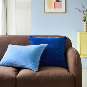 Gusali Two-Tone Velour Rectangular Cushion Cover 60x40cm LA REDOUTE INTERIEURS