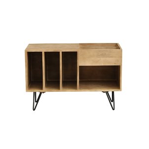 Buffet de rangement vinyles en bois manguier massif teinté et métal L90 cm BOOGIE MILIBOO