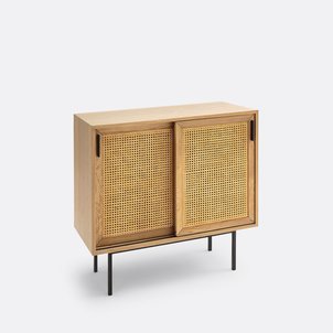 Armoire basse 2 portes coulissantes cannage WASKA LA REDOUTE INTERIEURS