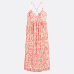 Vestido comprido plissado com estampado floral e alças finas LA REDOUTE COLLECTIONS