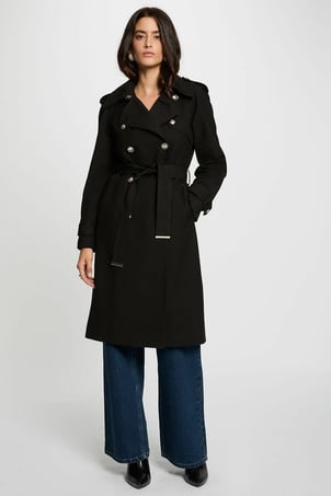 Trench long fermeture boutonnée, mi-saison MORGAN