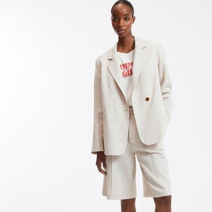 Blazer boutonnage asymétrique, en lin et coton LA REDOUTE COLLECTIONS