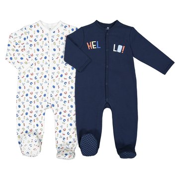Lote de 2 pijamas em puro algodão, prematuro-2 anos LA REDOUTE COLLECTIONS