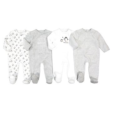 4er-Pack Samtstrampler, 0 Monate - 3 Jahre LA REDOUTE COLLECTIONS