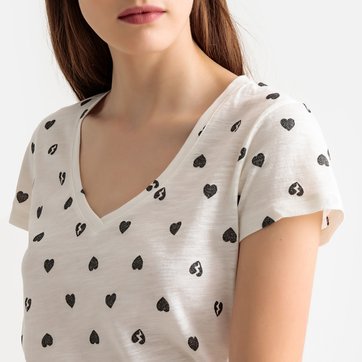 T-shirt com decote em V, motivo gráfico, mangas curtas BEST MOUNTAIN