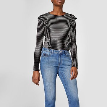 Camisola de gola redonda, mangas compridas ESPRIT