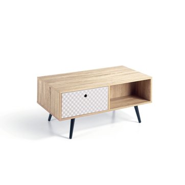 Trend Home Julia Table basse Banc de rangement avec tiroir Style scandinave Pieds en bois de ch/êne