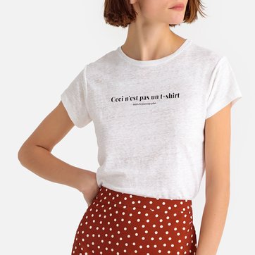 T-shirt em linho com mensagem, gola redonda T-shirt em linho com mensagem, gola redonda LA REDOUTE COLLECTIONS