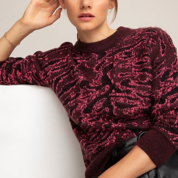 Camisola de gola redonda em malha grossa jacquard LA REDOUTE COLLECTIONS