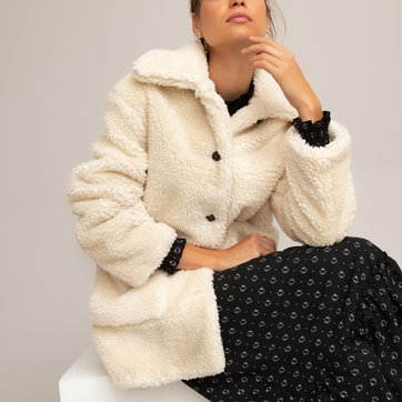 Manteau fausse fourrure écru | La Redoute Manteau fourrure synthétique écru Mango | La Redoute