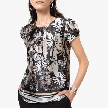 Blusa con estampado floral de satén de tacto sedoso ANNE WEYBURN