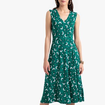 Vestido patinadora con estampado de flores, largo midi 3/4 ANNE WEYBURN