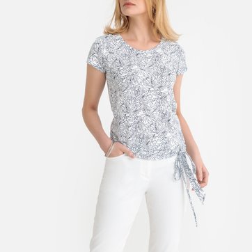 T-shirt em algodão & modal, gola redonda ANNE WEYBURN