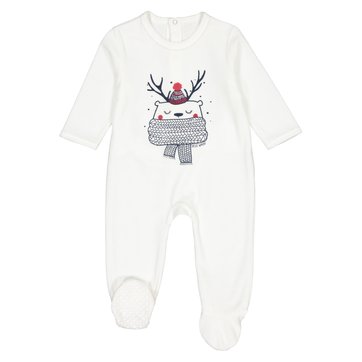 Pijama com pés, em veludo, com bolsa, 0 mês-3 anos LA REDOUTE COLLECTIONS