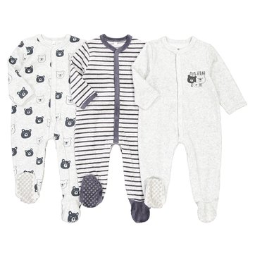 3er-Pack Samt-Strampler, Frühgeborene - 2 Jahre LA REDOUTE COLLECTIONS