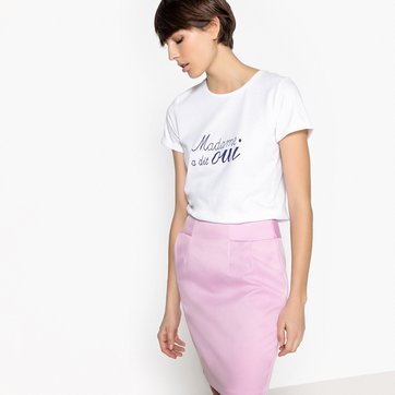 T-shirt com mensagem, gola redonda, mangas curtas LA REDOUTE COLLECTIONS